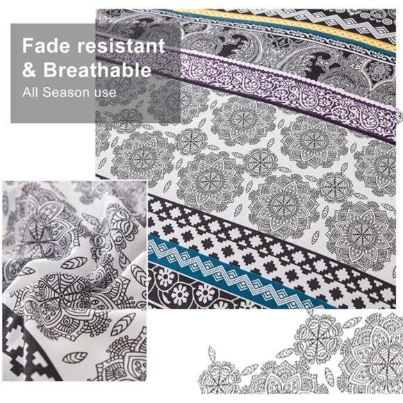 Boho Comforter Set Queen Size,8 Piece Bed in a Bag Bohemian Striped Bedding - Picture 3 of 14